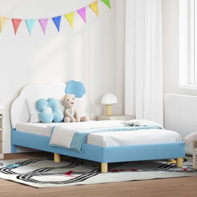 Bedframe voor kinderen met hoofdbord Blauw 90 x 190 cm PU