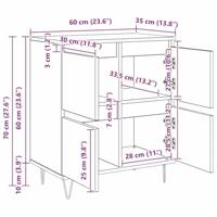 Dressoir met opslag met de deur Zwart 60 x 35 x 70 cm Bewerkt hout - thumbnail