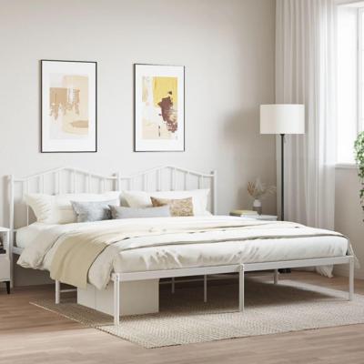 Bedframe met hoofdbord metaal wit 193x203 cm Bedframe met hoofdbord metaal wit 193x203 cm