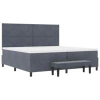 Boxspringbed met Matras & Bank Donkergrijs 200x200 cm Fluweel - thumbnail