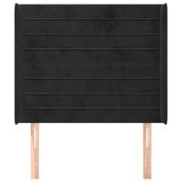 Hoofdbord met randen 103x16x118/128 cm fluweel zwart - thumbnail