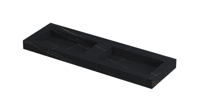 INK Pitch Wastafel Keramische Slab Bak Dubbel met Drain en Front en Side Skirts Zonder Kraangaten - 1400x450x90 mm - Lauren Black Mat - thumbnail