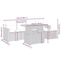 6-delige Loungeset met kussens poly rattan beige - thumbnail