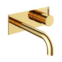 Inbouw Wastafelkraan Met Achterplaat Hotbath Cobber 18cm Gebogen Uitloop 1-Hendel Geborsteld Messing PVD - thumbnail