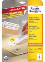 Etiket Avery Zweckform L4744REV-25 96x50.8mm afneembaar wit 250stuks - thumbnail