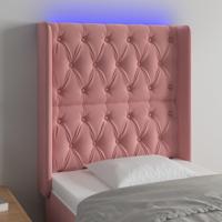 Hoofdbord LED 83x16x118/128 cm fluweel roze - thumbnail