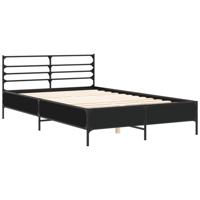 Bedframe bewerkt hout metaal zwart 140x200 cm - thumbnail