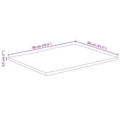 Tafelblad met natuurlijke rand 90x80x2,5 cm massief mangohout