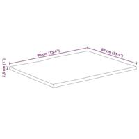 Tafelblad met natuurlijke rand 90x80x2,5 cm massief mangohout - thumbnail