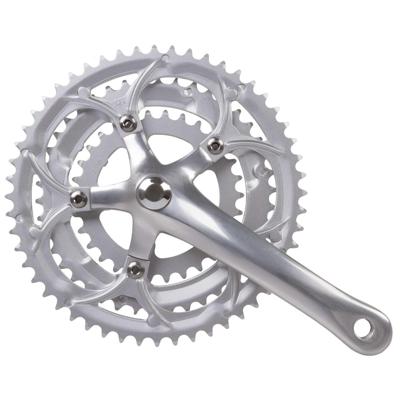 Crankstel Race 3 x 8 speed Mighty 30/42/52T aluminium - zilver