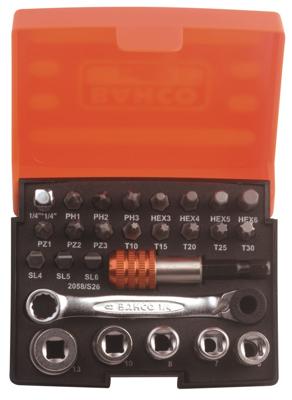 Bahco 2058/S26 Dopsleutelset Metrisch 1/4 (6.3 mm) 26-delig