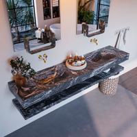 MONDIAZ ALAN-DLUX 200cm planchet Lava. Vrijhangende wastafel CLOUD dubbel zonder kraangat, kleur Lava. - thumbnail