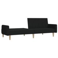 Slaapbank 2-zits stof zwart - thumbnail