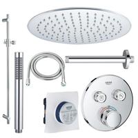 GROHE Grohtherm Regendoucheset inbouw - 2 functies - met Fortifura hoofddouche 30cm - staafhanddouche - plafondarm - glijstang 90 cm - chroom sw105953 SW104917  SW696252 SW496810 SW767373 SW76 - thumbnail