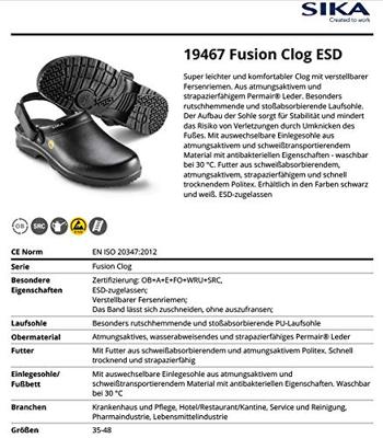 SIKA Fusion Clog ESD m. hielriempje OB SRC - 19467 Zwart | Zwart | Maat 48 - 5703617108347 - thumbnail