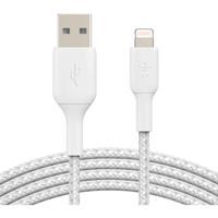 Belkin gevlochten Lightning-kabel (Boost Charge Lightning/USB-kabel voor iPhone, iPad, AirPods) MFi-gecertificeerde iPhone-laadkabel, gevlochten Lightning-kabel (3 m, wit) - thumbnail