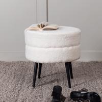 Nohr Poef 'Akela' Teddy, kleur Off White - thumbnail