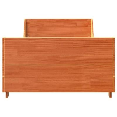 Bedframe zonder matras massief grenenhout wasbruin 90x200 cm