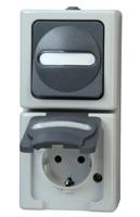 Kopp 130856009 BlueElectric Compleet Schakel-/stopcontact combinatie spatwaterdicht Grijs 1 stuks 1 stuk(s) - thumbnail
