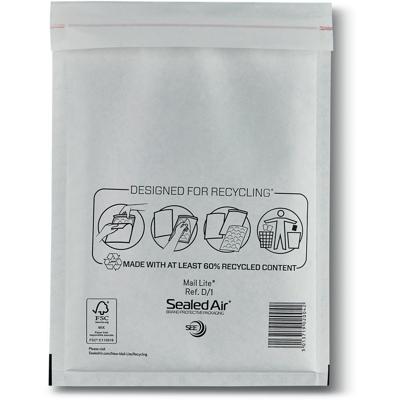 Mail Lite luchtkussenenveloppen, wit, D/1, 180 x 260 mm, doos van 200 stuks