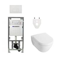Villeroy Boch Subway 2.0 DirectFlush Toiletset - geberit reservoir - bedieningsplaat rechthoekige knoppen - softclose - wit 0701131/SW706187/0124060/ga26028/ - thumbnail