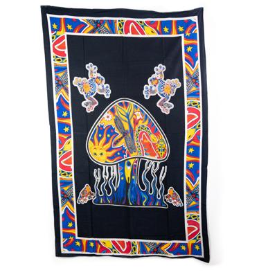 Authentiek Wandkleed Katoen Paddenstoel met Kikkers (215 x 135 cm)