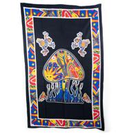 Authentiek Wandkleed Katoen Paddenstoel met Kikkers (215 x 135 cm) - thumbnail