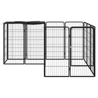 Hondenkennel 14 panelen 50 x 100 cm gepoedercoat staal zwart - thumbnail