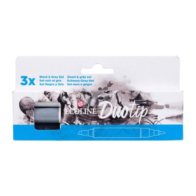 Duotip Talens Ecoline set à 3 stuks zwart en grijs