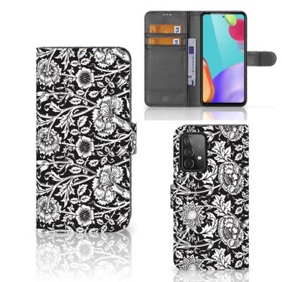 Samsung Galaxy A52 Hoesje Black Flowers Samsung Galaxy A52 Hoesje Black Flowers