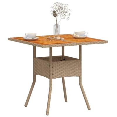 Tuintafel 80x80x75 cm poly rattan en acaciahout beige