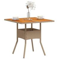 Tuintafel 80x80x75 cm poly rattan en acaciahout beige - thumbnail
