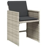 9-delige Tuinset met kussens poly rattan lichtgrijs - thumbnail