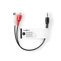 Stereo-Audiokabel | 3,5 mm Male | 2x RCA Female | Vernikkeld | 0.20 m | Rond | Zwart - thumbnail