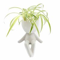 Bloempot Mannetje Zittend Wit - thumbnail