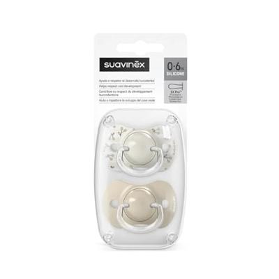 Set van 2 symmetrische fopspenen - SUAVINEX - Birdies - SX Pro - 0 tot 6 maanden - Beige