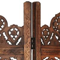 Kamerscherm 5 panelen handgesneden 200x165 cm mangohout bruin - thumbnail