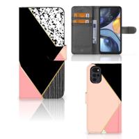 Motorola Moto G22 | Book Case | Zwart Roze Vormen - thumbnail