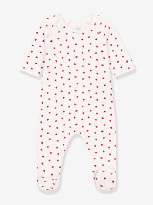Babysweater van velours met hartjes PETIT BATEAU wit Babysweater van velours met hartjes PETIT BATEAU wit