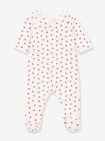 Babysweater van velours met hartjes PETIT BATEAU wit - thumbnail