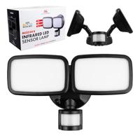 Maclean LED-wandlamp, met PIR-sensor, 20 W, 1500 lm, IP65, neutraal wit 4000 K, zwart, MCE524 B - thumbnail