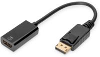 Digitus DB-340415-002-S DisplayPort-kabel DisplayPort / HDMI Aansluitkabel DisplayPort-stekker, HDMI-A-bus 0.20 m Zwart Afgeschermd (dubbel), Afgeschermd - thumbnail