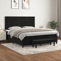Boxspring met matras fluweel zwart 160x200 cm - thumbnail