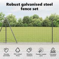 VidaXL Hek met paal grijs 1,2 x 10 m staal - thumbnail