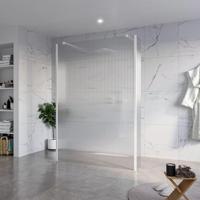 Fortifura Galeria Vrijstaande Inloopdouche - 140x200cm - Helder geribbeld - antikalk - 8mm veiligheidsglas - 2 zijwanden 30cm - wandsteunen en hoekprofielen - Wit mat SW927768 2x/SW797954/SW797945 2x/SW541264 2x - thumbnail