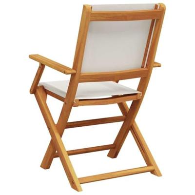 Tuinstoelen 2 st inklapbaar acaciahout en stof crmewit - thumbnail