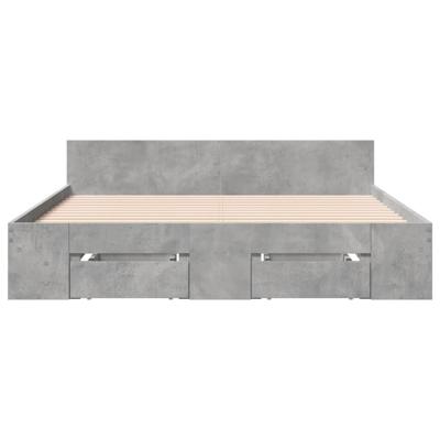 Bedframe met lades bewerkt hout betongrijs 120x200 cm - thumbnail