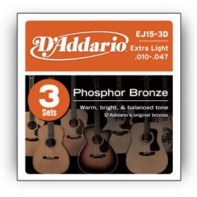 D&apos;Addario EJ15-3D snaren voor akoestische western gitaar (3 sets)