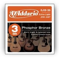 D&apos;Addario EJ15-3D snaren voor akoestische western gitaar (3 sets) - thumbnail