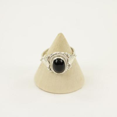 Zilveren Ring met Zwarte Onyx Maat 17 (Sterling Zilver 925)